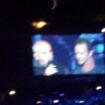 Peter Gabriel and Sting on Video Board